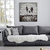 OJIA Deluxe Soft Faux Sheepskin Chair Cover Seat Pad Plain Shaggy Area Rugs for Bedroom Sofa Floor (2ft x 6ft, Ivory White)