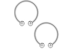 Ruifan 316L Surgical Steel Non-Piercing Fake Faux Clip On Septum Nose Hoop Ring Body Jewelry Piercing Unisex 20 Gauge 5/16"(8mm) 2-6PCS