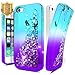iPhone 5C Case w/[Screen Protector HD Clear], NageBee Glitter Liquid Quicksand Waterfall Floating Flowing Sparkle Shiny Bling Diamond Girls Cute Case for iPhone 5C -Aqua/Purple