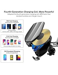 Soporte de cargador de coche inalámbrico con abrazadera automática Qi de 10 W 7,5 W, soporte de carga rápida, ventilación para salpicadero, parabrisas, compatible con iPhone XS XS Max XR X 8 8 Plus, Samsung Galaxy S10 S10+ S9 S9+ S8 S8+