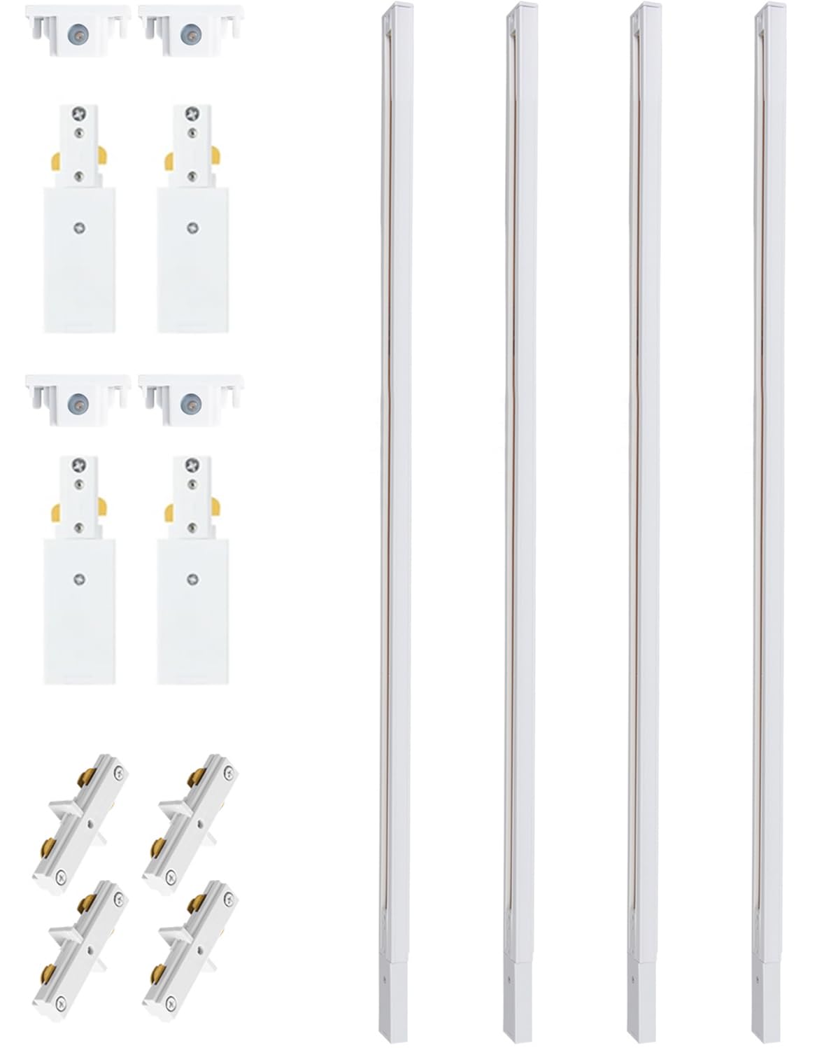 Photo 1 of 13FT H Track Lighting Rails Kit, H Type Rails White with End Caps and Live End Feed Connector, Compatible with Single Circuit H Style System, for LED Lighting Heads
