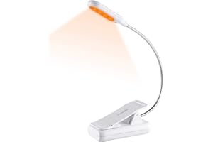 VAVOFO Clip On Rechargeable Reading Light, 7 LEDs with 3 Colortemperature 9 Brightness Levels Book Lights for Reading in Bed with Power Indicator for Bookworms Black (white1-Pack)