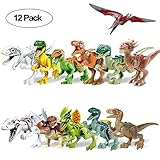 Dinosaur Building Blocks 12PCS Movable Head Mouth and Hands Dinosaur Play Figure Toys Sets with Non-Toxic Safe for Child
