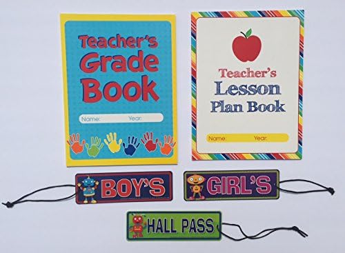 Teacher Grade Lesson Plan Book Teaching School Planner Student Hall Passes Classroom Homeschool Supplies Gifts 5 Piece Set …