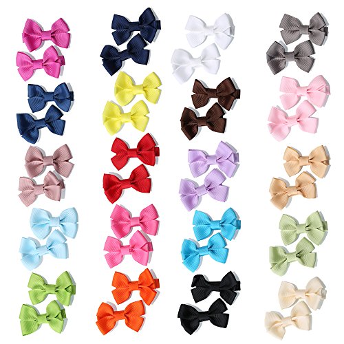 EagleUS 20 Pairs 2" Boutique Ribbon Hair Bow Alligator Clips Barrettes for Baby Girls Toddlers Kids (Multi-color #7)