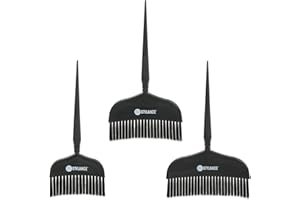 MEN'S GROOMING BARBER PRO 3 Pieces Hair Color Brush Set, Large, Medium & Small Sizes, Soft Synthetic Bristles, Black