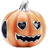 ZURWTCH Glow-in-the-dark Spooky Pumpkin Charm Fit Women Bracelet Necklaces Fashion Gifts 925 Sterling Silver DIY Jewelry