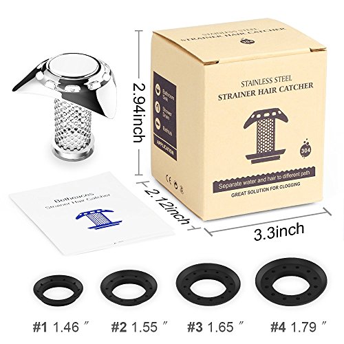 Betheaces Drain Hair Catcher Bathtub Hair Trap Stainless Steel Shower Drain Strainer Sink Cover Protector Plug Fast Water Anti-Rust No Mold Support Drain Sizes from 1.35''to 1.75'' (Silver)(1 Pack) - Thumbnail 6
