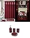 WPM 22 Piece Bath Accessory Set Burgundy Red Bath Rug Set + Shower Curtain & Accessories