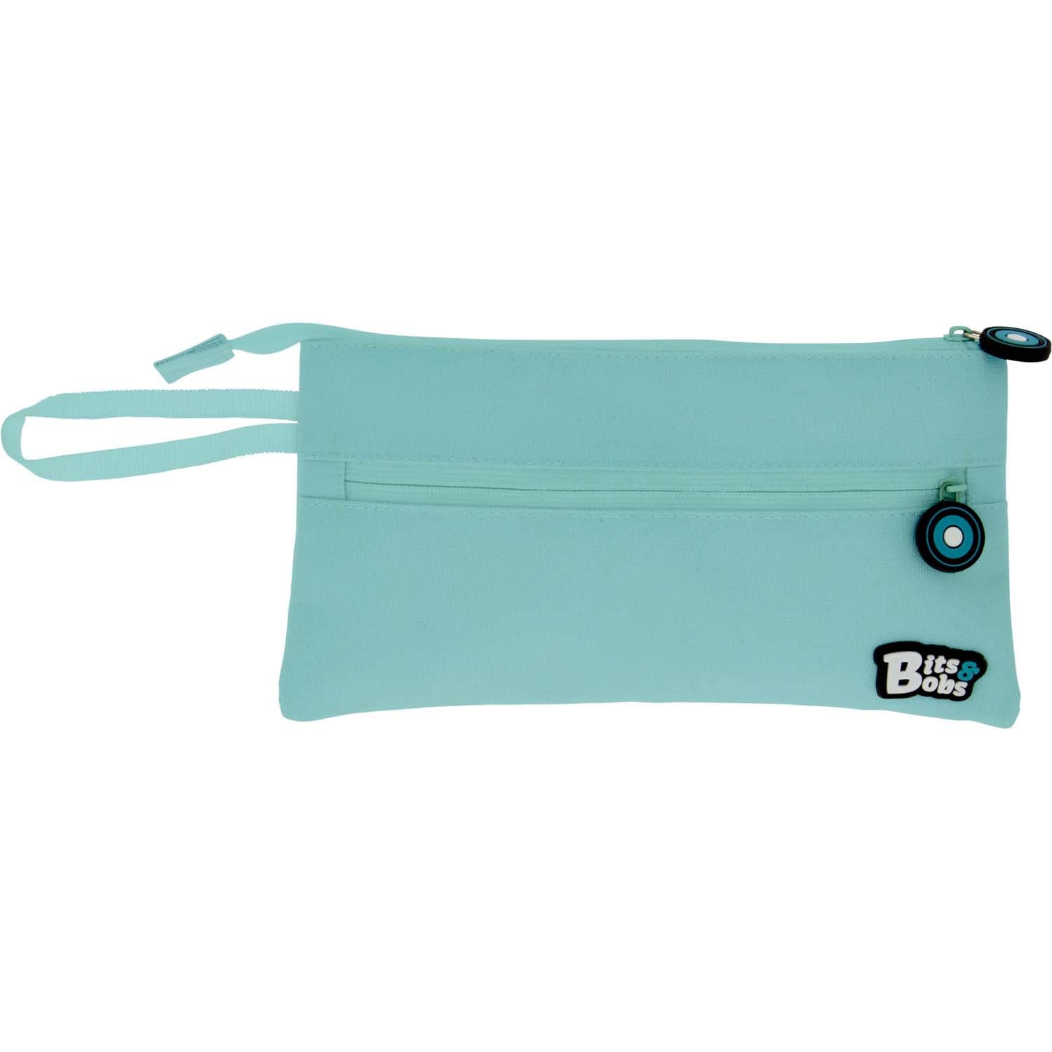 Grafoplás | Flat School Pencil Case | Light Blue | 2 Pockets | 23.5 x 12 cm | Bits & Bobs | Soft Colours, Soft Blue, 23,5x12cm, School