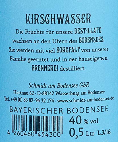 Eugen Schmidt Söhne Kirschwasser 40Prozent vol - Bodensee Brennkunst seit 1755 - Obstbrand (1 x 0.5 l) – Bild 4