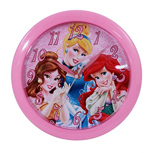 Disney Princesses 10 inch Wall Clock Featuring Cinderella, Belle, and Ariel