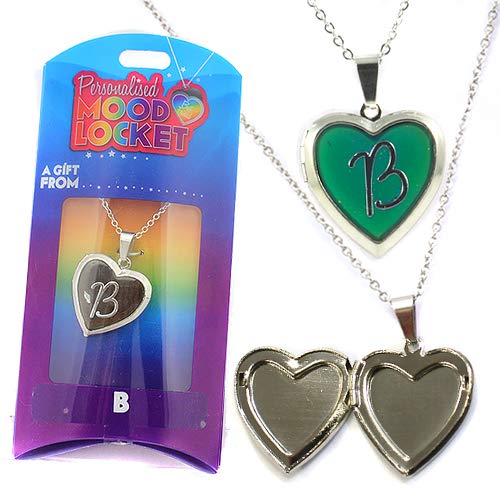 B PERSONALISED HEART SHAPED NAMED MOOD LOCKET FUN GIFT PRESENT