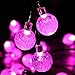 Qedertek Solar String Lights Outdoor,Bubble Globe Solar Lights 20foot 30 LED String Light Crystal Ball Lighting for Fairy Garden, Patio, Wedding, Party and Holiday Decorations (Pink)