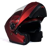 Milwaukee Helmets MPH9817DOT 'Breeze' Red Advanced Motorcycle Modular Helmet for Men and Women Biker w/ Drop Down Visor - Small