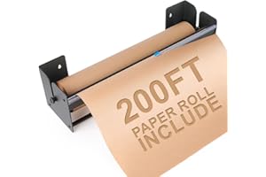 PH PERKHOMY Perkhomy 18 Inch Paper Roll Dispenser and Cutter - Heavy-Duty Wall Mountable, Non Slip Tabletop - Kraft, Freezer, Butcher Paper - Up to 300ft Rolls (Black, 18 Inch)