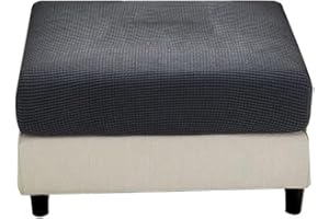 MERCRI Super Stretch Soft Fit Ottoman Cover Rectangle Ottoman Slipcovers for Foot Stool 16x25in/41x64cm 31x38in/79x97cm Furniture for Living Room with Nonslip Elastic Bottom，Removable Washable ( Color : #11