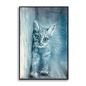 Framed Canvas Home Artwork Decoration Cute Cat Canvas Wall Art for Living Room, Bedroom - 16x24 inches