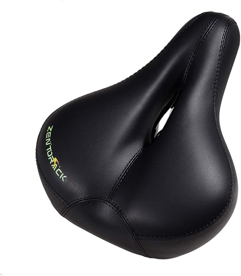 RBS-Bicycle seat Comfortable Bike Seat-Padded Soft Bike Seat Cushion Memory Foam Waterproof Wide Bike Saddle With Dual Shock Absorbing Rubber Balls Universal Fit For Indoor/Outdoor Bikes With Reflecti
