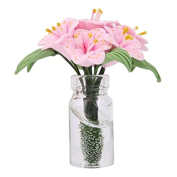 Zerone Mini Dollhouse Decoration,1:12 Miniature Dollhouse Flower Lily Decoration Garden Room Decor Accessory