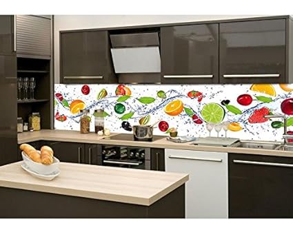 Küchenrückwand Folie selbstklebend OBST 260 x 60 cm | Klebefolie - Dekofolie - Spritzschutz für Küche | PREMIUM QUALITÄT