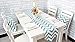 Uphome 1pc Classical Chevron Zig Zag Pattern Table Runner - Cotton Canvas Fabric Table Top Decoration, Aqua and White