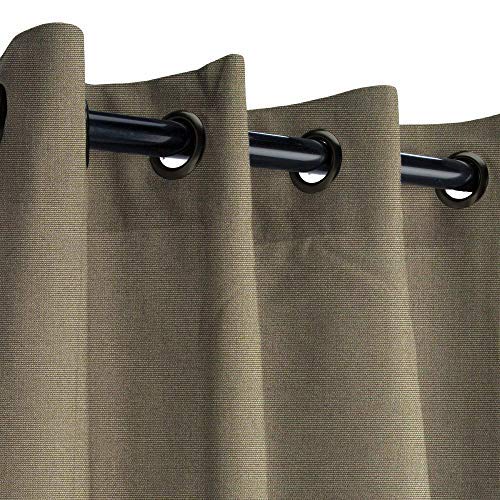 Sunbrella Canvas Brass Outdoor Curtain with Dark Gunmetal Grommets 50 in. Wide x 84 in. Long