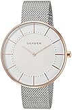 Skagen Women's Gitte Quartz Two-Tone Stainless Steel Mesh Casual Watch, Color: Silver and Rose Gold-Tone (Model: SKW2583)