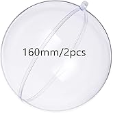 KENAST Clear Plastic Fillable Ornaments Ball, DIY Ornaments for Christmas, Wedding, Party, Home Decor (160mm Diameter/ 2pcs)
