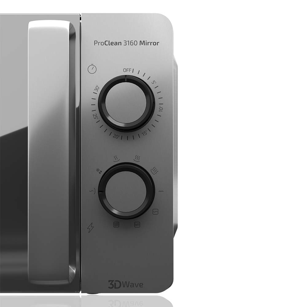 Cecotec Microondas ProClean 3160-Mirror, 20 L,Ready2Clean-Beschichtung, 800 W-Grill,9 Stufen, 30min-Timer, 3 D Wave-Technologie,Silber,verspiegelte Tür. 6