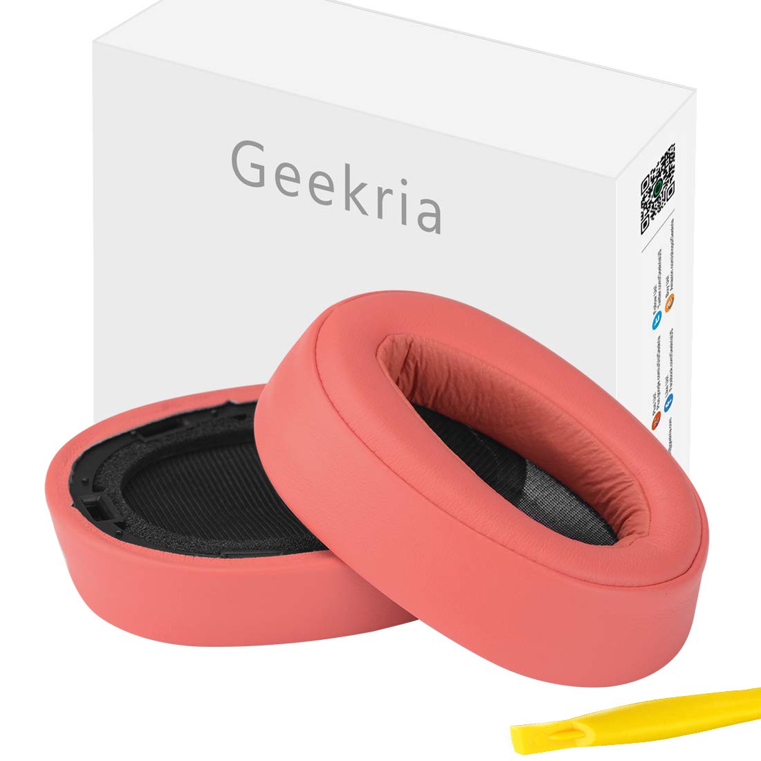 Geekria Replacement Ear Pads for Sony MDR-100ABN, WH-H900N Headphones Ear Cushions, Repair Parts (Twilight Red)