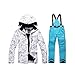 Fashion Women's High Waterproof Windproof Snowboard Colorful Printed Ski Jacket and Pants