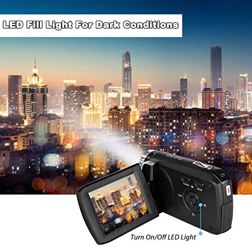 Vmotal Videokamera GDV8250 Wiederaufladbare Digitalkamera FHD 1080P 24MP Camcorder 270 Grad LCD Drehbarer Bildschirm… – Bild 5