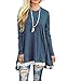WEKILI Women's Tops Long Sleeve Lace Scoop Neck A-line Tunic Blouse Blue XXL/US 20-22