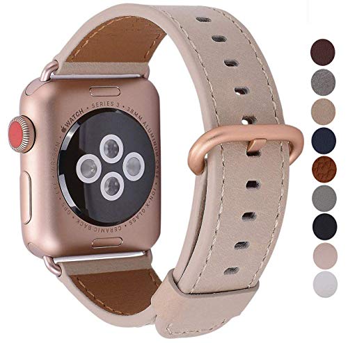 JSGJMY Watch Band for Apple Watch 38mm 40mm 41mm 42mm 44mm 45mm Series 7 6 5 4 3 2 SE iwatch Bands Women's Dressy Leather Strap Light tan Rose Gold - Thumbnail 7