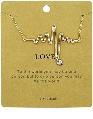 Fun Daisy Gold-Tone Rhythm ECG Heart Pendant Forever Love Necklace