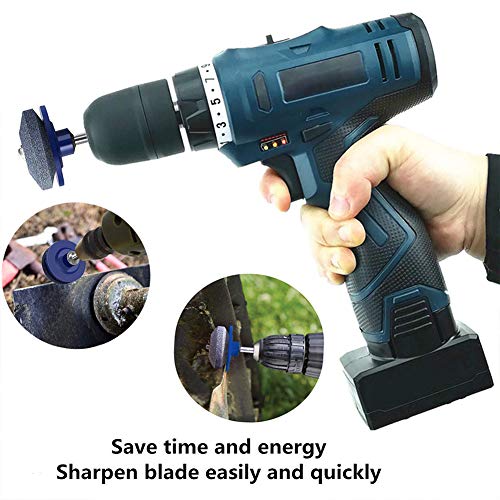 YaptheS 4 Pcs Lawn Mower Blade Sharpener Lawn Mower Sharpener for Any Power Drill Hand Drill and Lawn Mower Blade Balancer - Thumbnail 3