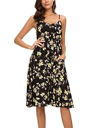 Honeyuppy - Vestido para mujer, diseño floral, sin espalda, con botones, Classic, XL, Floral 1