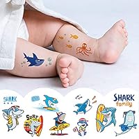 Shark Temporary Tattoos for kids, Shark Fake Tattoo for Shark Themed Party, Birthday Party Favor Supplies 120 Pcs