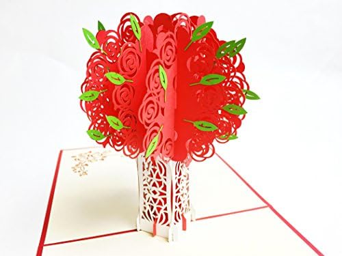 Creve 3D Popup Greeting Card Birthday Card Bouquet Of Red Roses