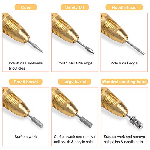 Electric Nail Drills for Acrylic Nails Kit Nail File Machine Professional Portable Manicure/Pedicure Tool Include Rechargeable Battery, Heat Sink Grinder Pen Nail Polisher Set Nail Drill
