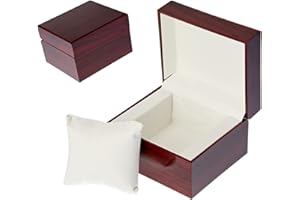 LETURE Wooden Single Watch Cases for Men Women, Wood Wrist Watch Bangle Gift Box with Pillow