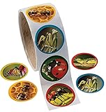 Fun Express 1 Roll Realistic Bug/Insect Stickers (100 Piece), 1.5" (Toy)