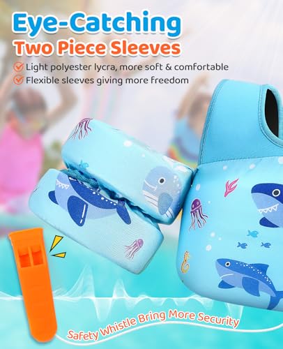 HeySplash Swim Vest for Kids, Toddler Pool Floaties Fit 22-30-40-50-60-66 Lbs, Children Puddle Swimming Jumper Jacket with Safety Buckle, Water Wing Arm Pool Float for Boat Swim Trainer Boy Girl 3-5-6