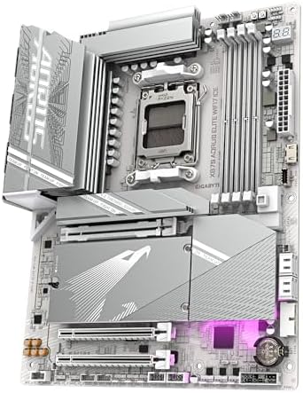X870 A Elite WIFI7 Ice-Mainboard - Unterstützt AMD Ryzen 9000 CPUs, digitales 16+2+2 Phasen VRM, bis zu 8000MHz DDR5 (OC), 3xPCIe 5.0, Wi-Fi 7, 2.5GbE LAN, USB 4