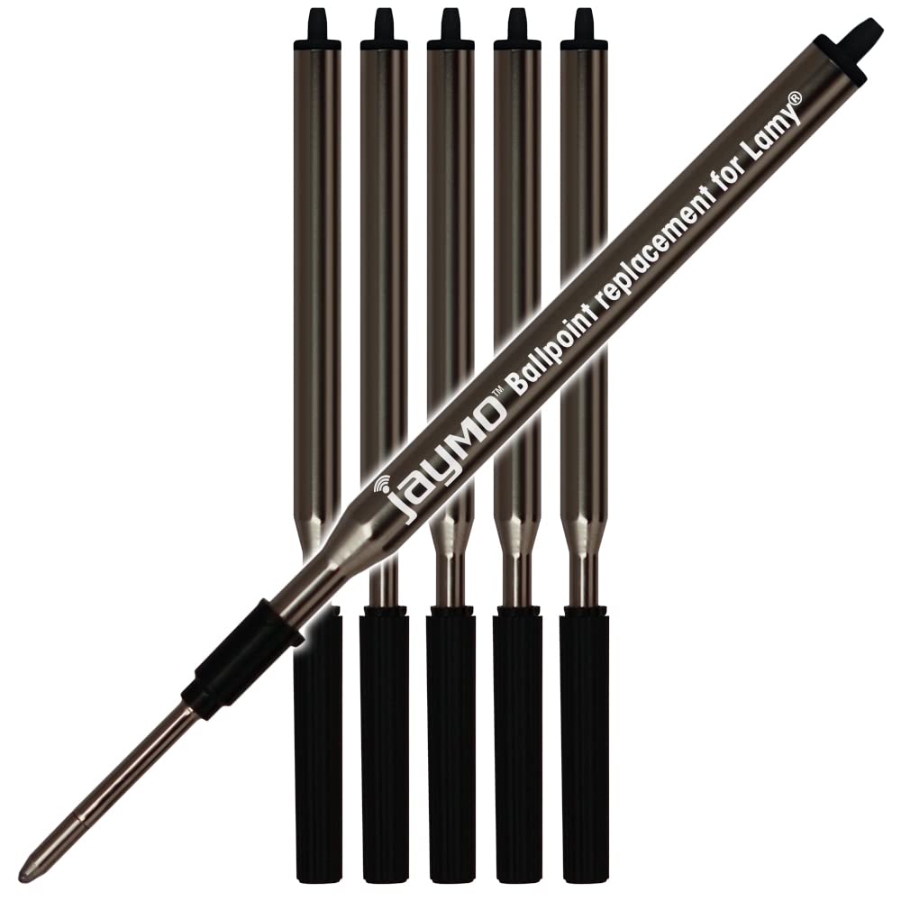 Jaymo Replacement for Lamy M16 1200150 - Measures 4.17 in / 106 mm Long - Ballpoint Pen Refill - 6 Black