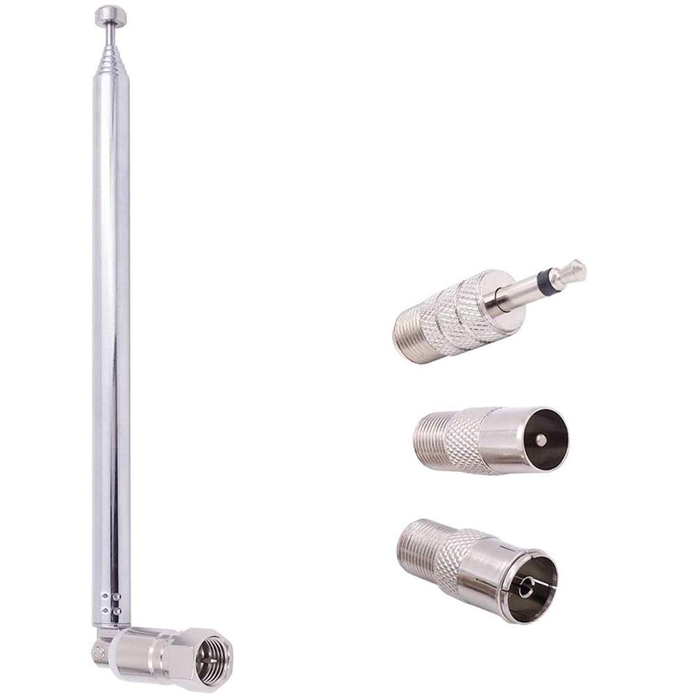 Greluma FM Telescopic Antenna Kit 75 Unbal F Type Connector DAB Radio Replacement Antenna for TV AM FM Radio Stereo Receiver(76cm/30")