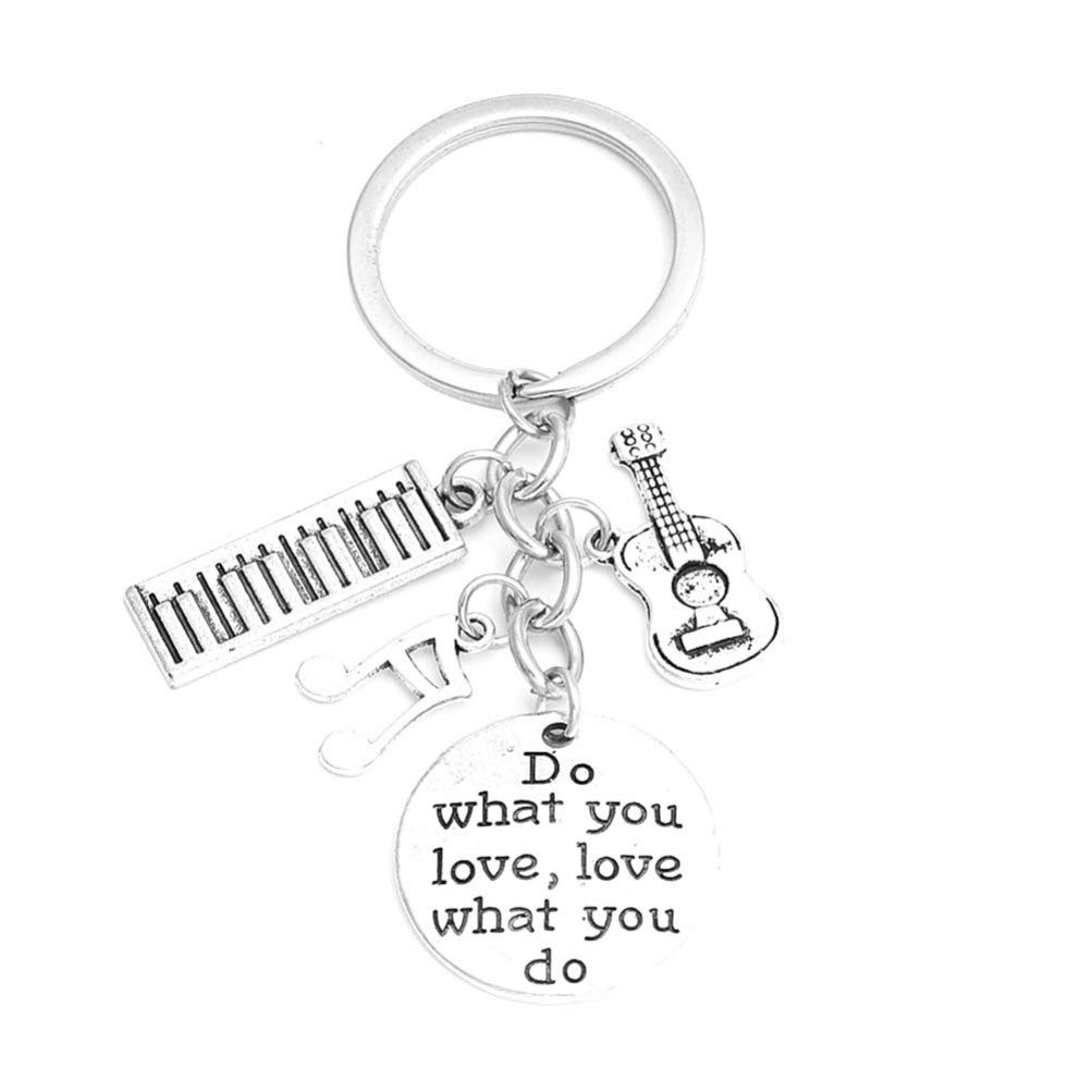 PRETYZOOM Piano Keychain Metal Keyring Music Guitar Note Key Chain Ring Friends Kids Students Graduation Engraving Letter Words,