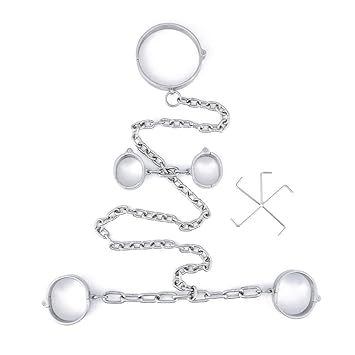 Metall Handschellen Collar und Fußkettchen mit Kette für Frauen Männer Paare SM Erwachsene Bondage Fetisch Handschellen-Kit C