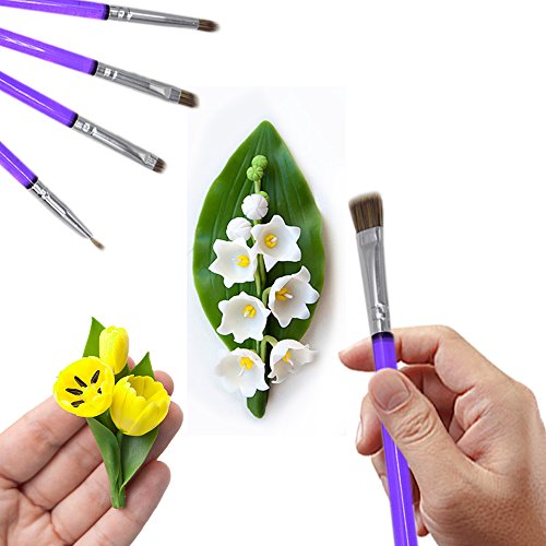 AK ART KITCHENWARE Sugar Cookie Brushes Set Gum Paste Flower Tools Fondant Cake Decorating Supplies Bakeware Kitchen Utensil Bakery Tools (Set of 5pcs) - Thumbnail 7
